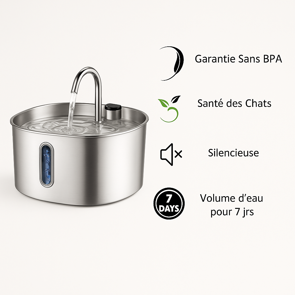Fontaine à eau pour chat avec système de filtration